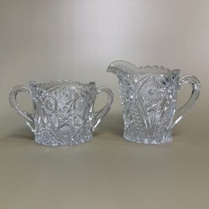 Vintage McKee Fentec Clear Creamer & Open Sugar Set | EAPG